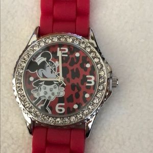 Disney watch w/ crystal bezel & animal print face